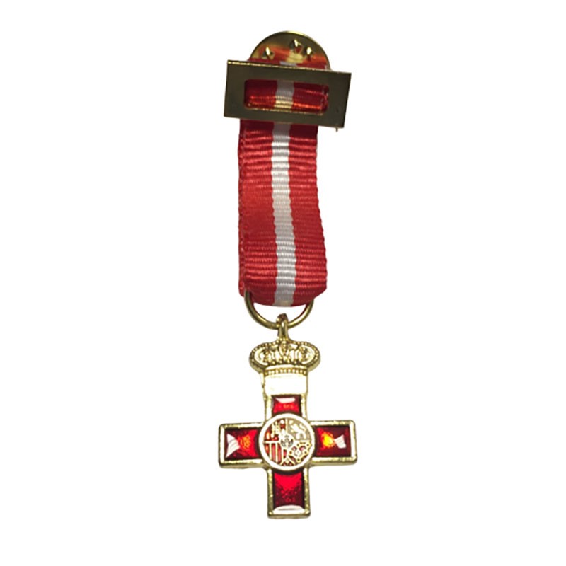 MEDALLA MINIATURA CRUZ MERITO MILITAR ROJO